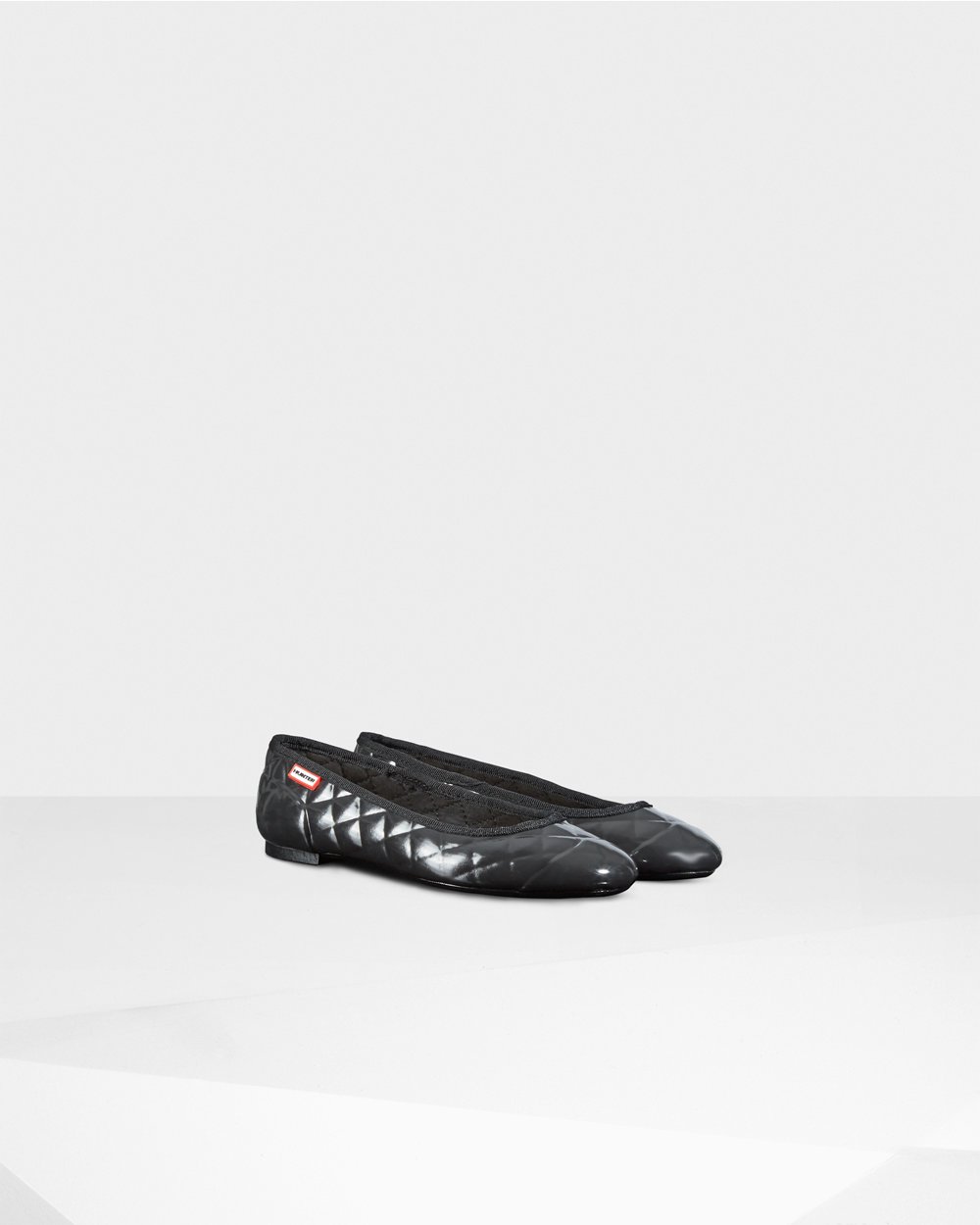 Bailarinas Hunter Feminina Pretas - Original Gloss Quilted Flats - 63PUVTQYR